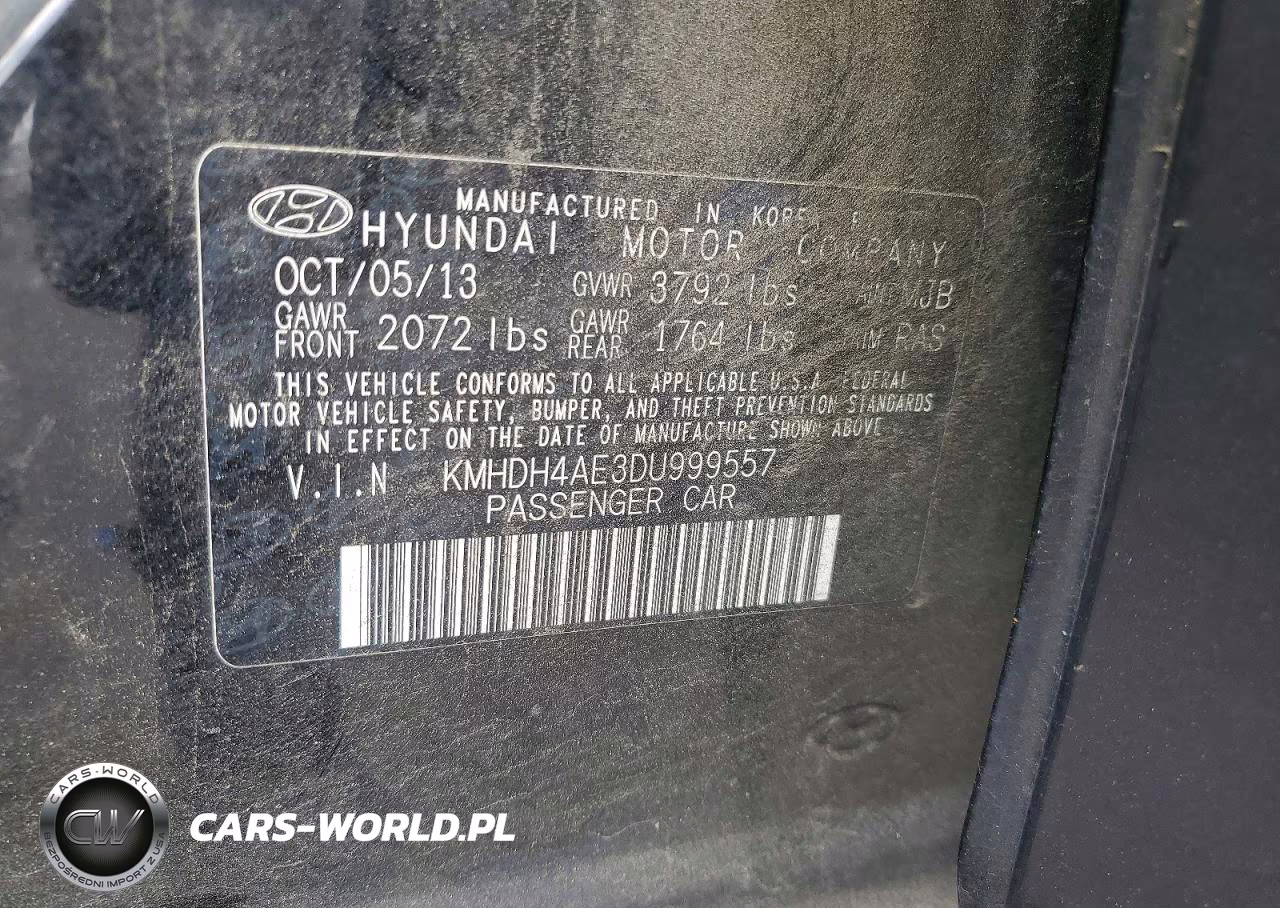 2013 Hyundai Elantra Gls VIN:KMHDH4AE3DU999557 - 12