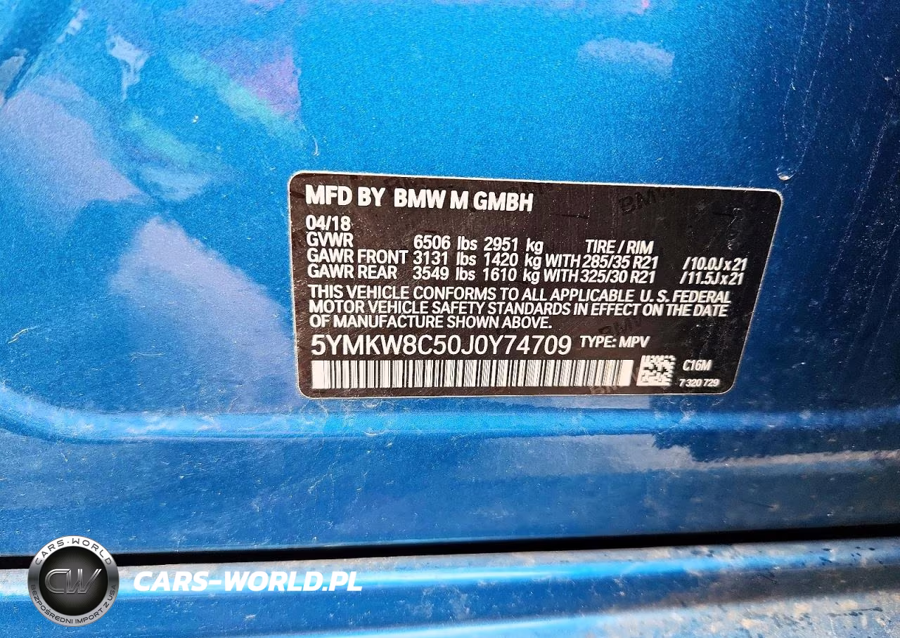 2018 BMW X6 M VIN:5YMKW8C50J0Y74709 - 13
