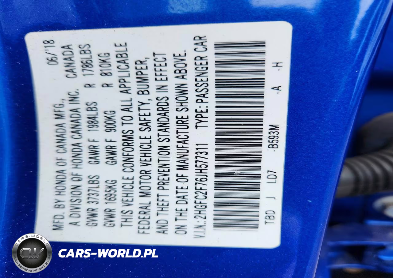 2018 Honda Civic Ex VIN:2HGFC2F76JH577311 - 12