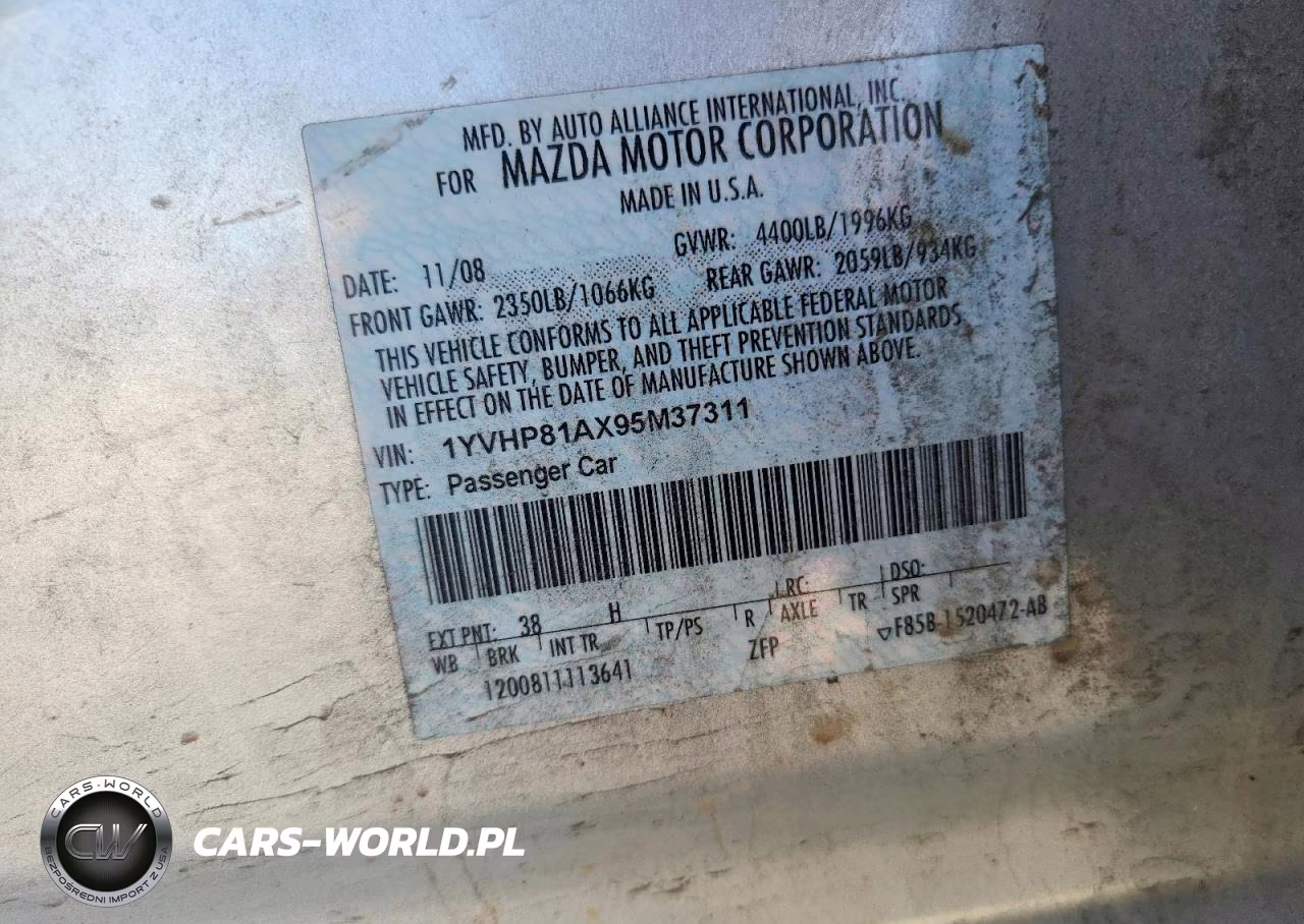 2009 Mazda 6 I VIN:1YVHP81AX95M37311 - 12