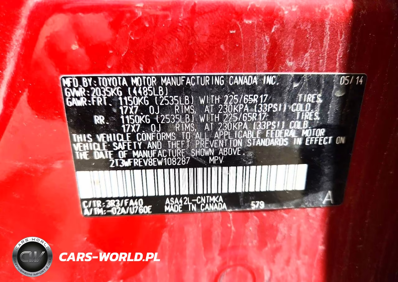 2014 Toyota Rav4 Xle VIN:2T3WFREV8EW108287 - 13