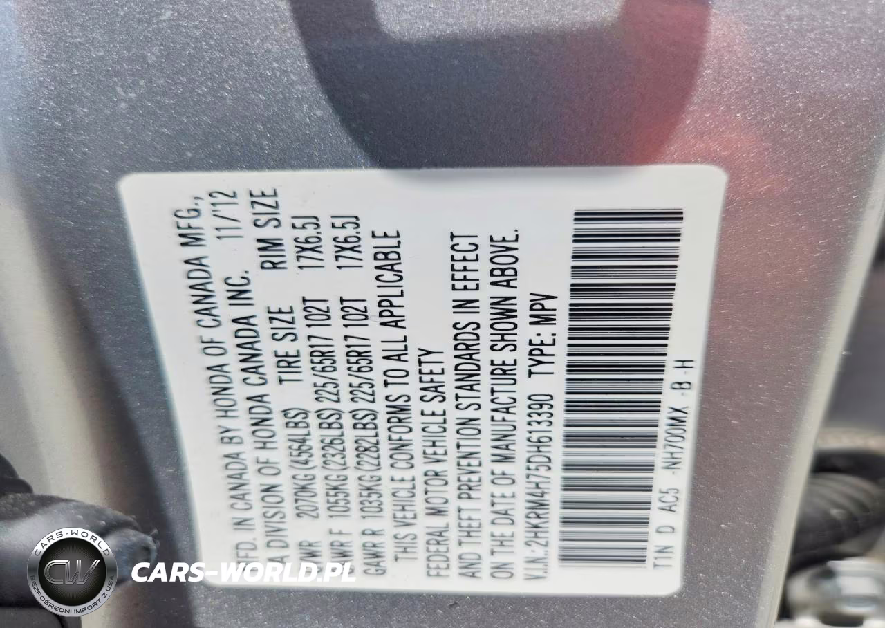 2013 Honda Cr-V Exl VIN:2HKRM4H75DH613390 - 14