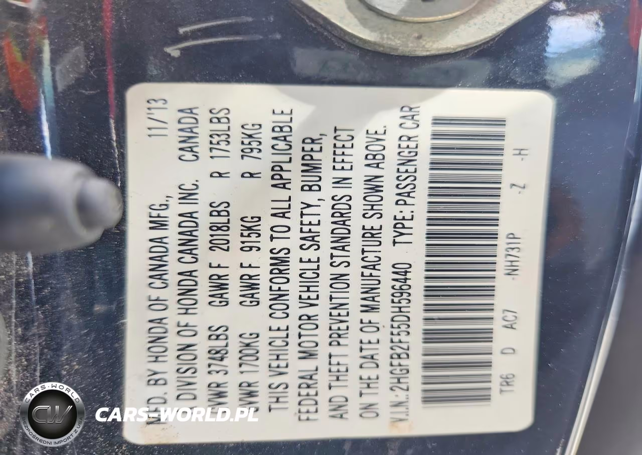 2013 Honda Civic Lx VIN:2HGFB2F55DH596440 - 13