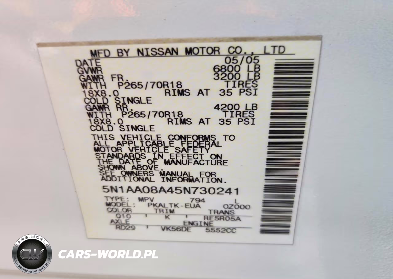 2005 Nissan Armada Se VIN:5N1AA08A45N730241 - 13