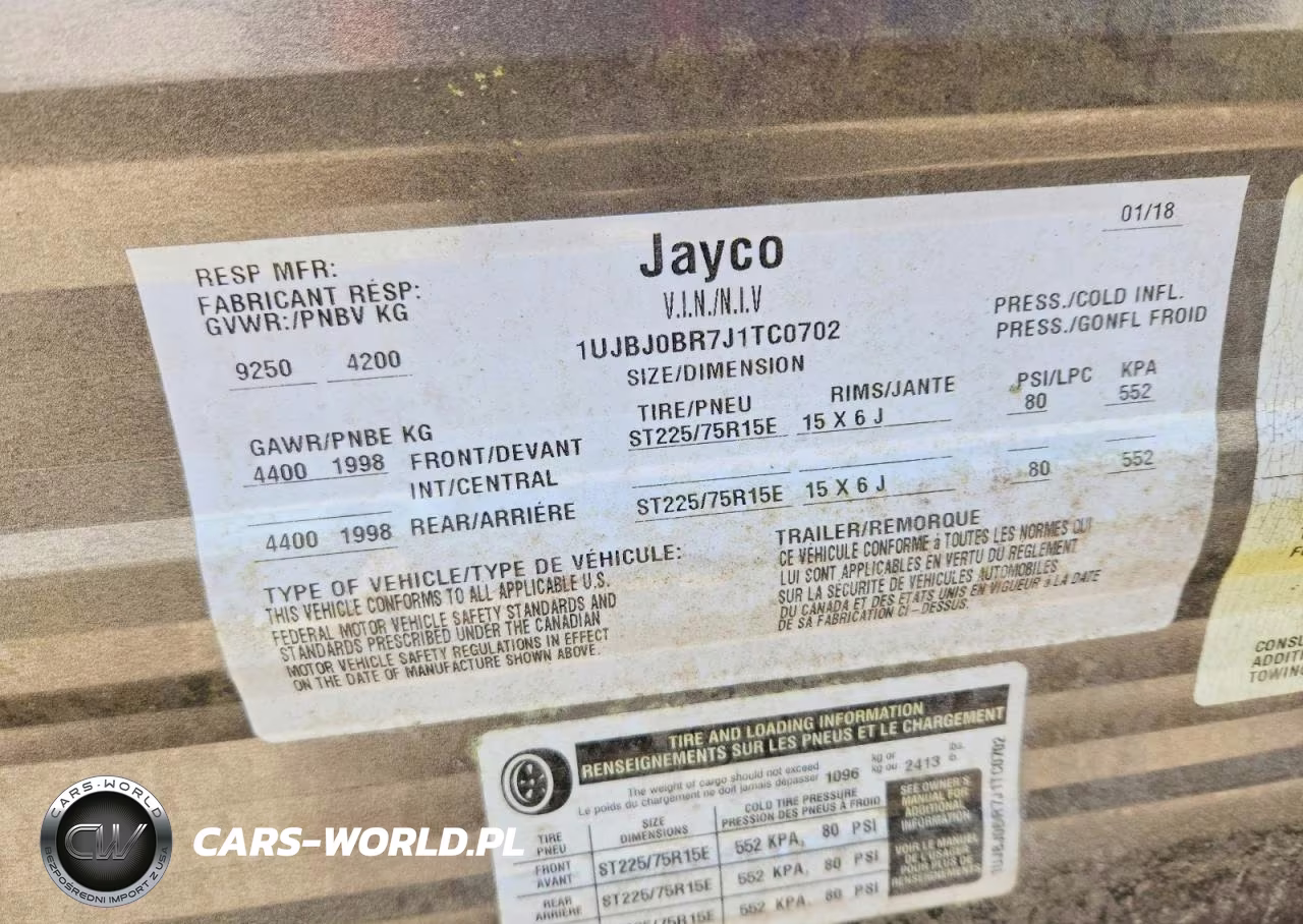 2018 Jayco Camper VIN:1UJBJ0BR7J1TC0702 - 10