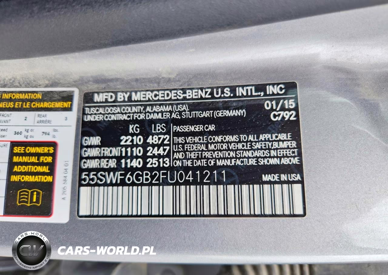 2015 Mercedes-Benz C 400 4Matic VIN:55SWF6GB2FU041211 - 12