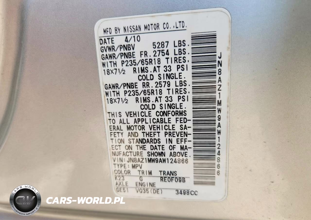 2010 Nissan Murano S VIN:JN8AZ1MW9AW124866 - 13