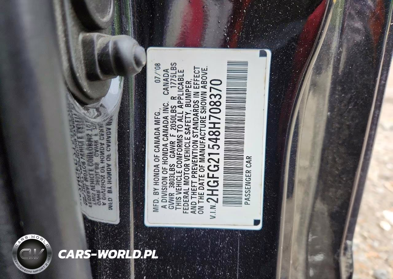 2008 Honda Civic Si VIN:2HGFG21548H708370 - 12