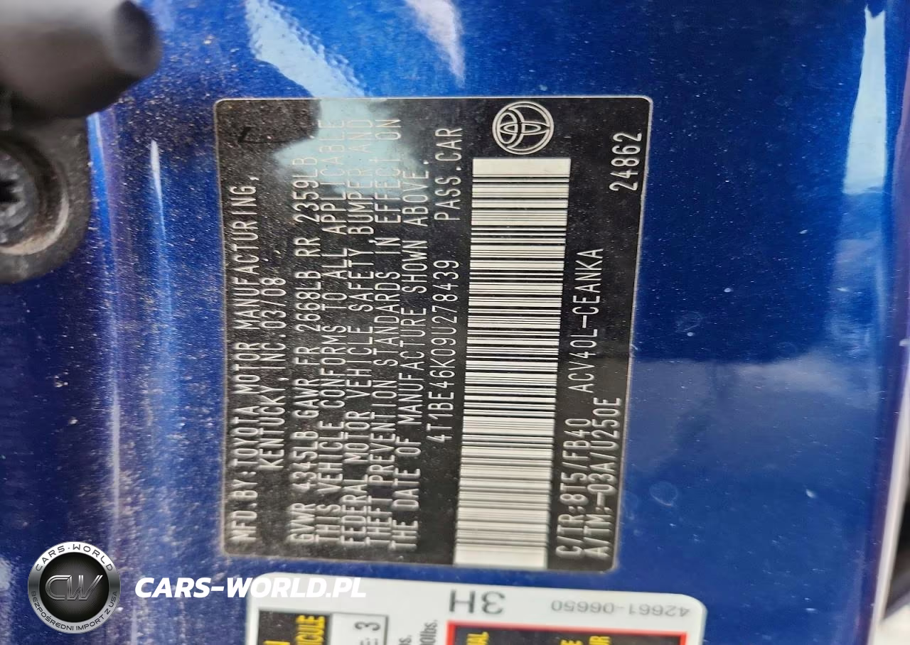 2009 Toyota Camry Le VIN:4T1BE46K09U278439 - 12