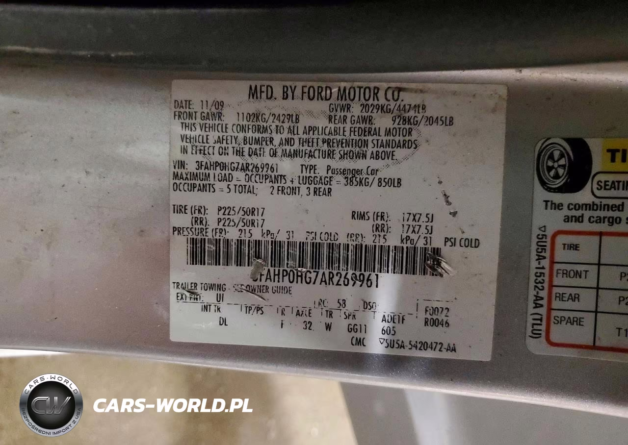 2010 Ford Fusion Se VIN:3FAHP0HG7AR269961 - 12