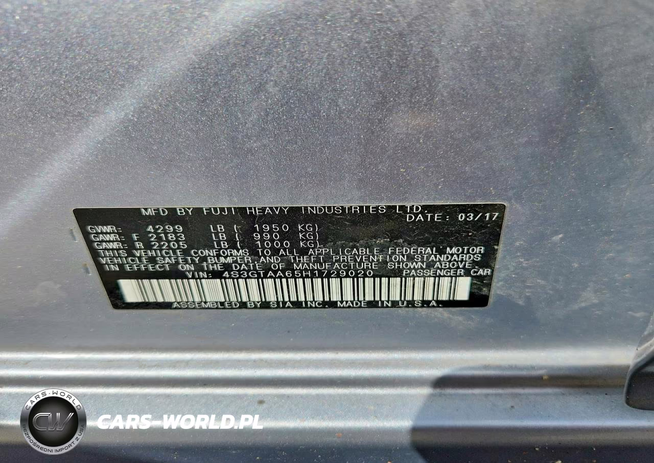 2017 Subaru Impreza W-Continuous VIN:4S3GTAA65H1729020 - 12