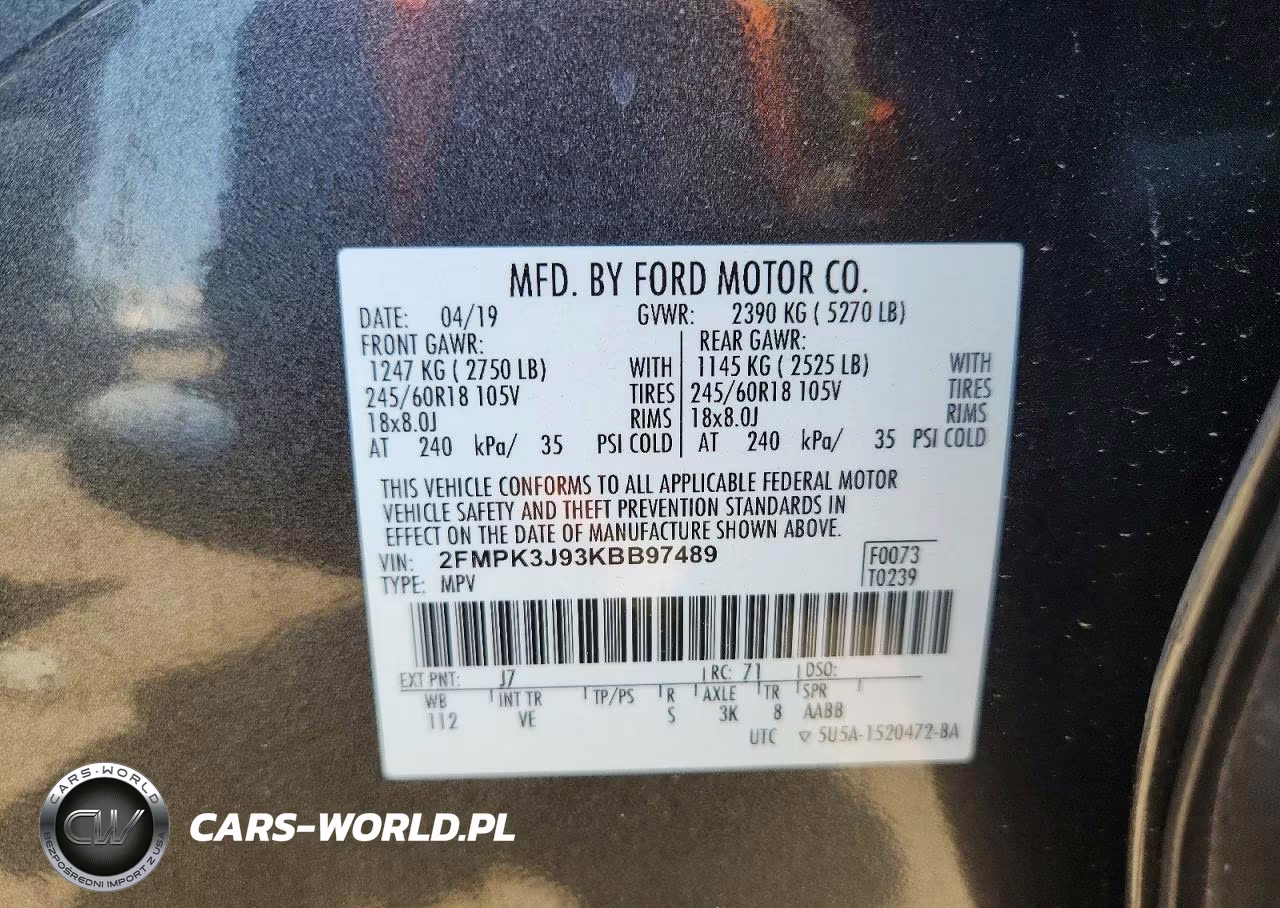 2019 Ford Edge Sel VIN:2FMPK3J93KBB97489 - 12