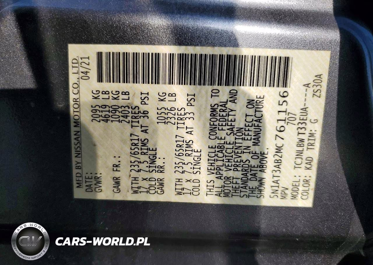 2021 Nissan Rogue S VIN:5N1AT3AB2MC761156 - 14