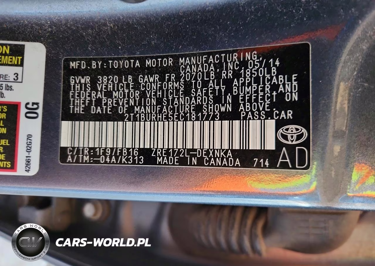 2014 Toyota Corolla Le VIN:2T1BURHE5EC181773 - 12