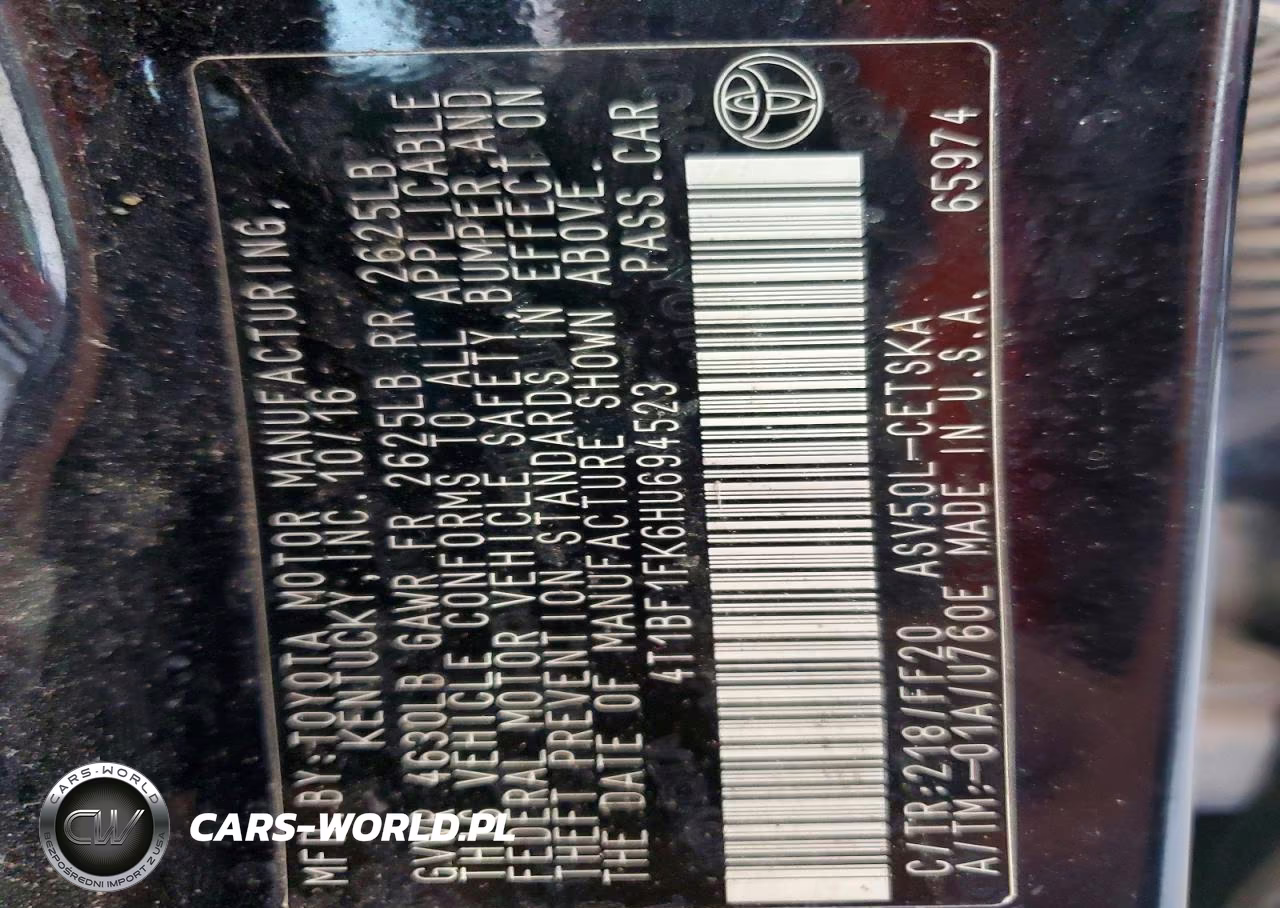 2017 Toyota Camry Se VIN:4T1BF1FK6HU694523 - 12
