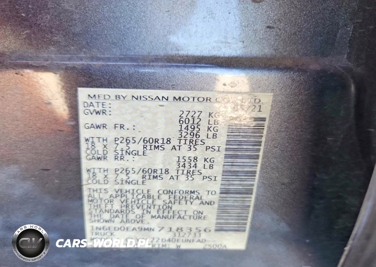 2021 Nissan Frontier Sv VIN:1N6ED0EA9MN718356 - 13
