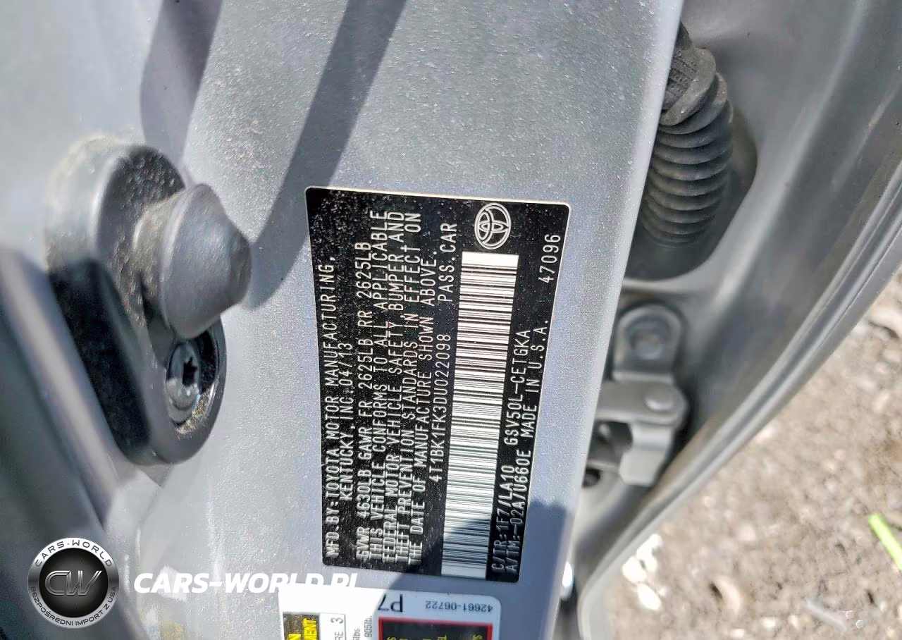 2013 Toyota Camry Xle V6 VIN:4T1BK1FK3DU022098 - 12