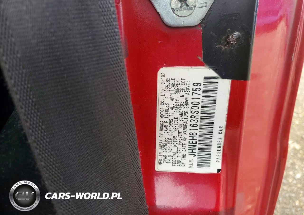 1994 Honda Civic Del Sol Si VIN:JHMEH6163RS001759 - 12