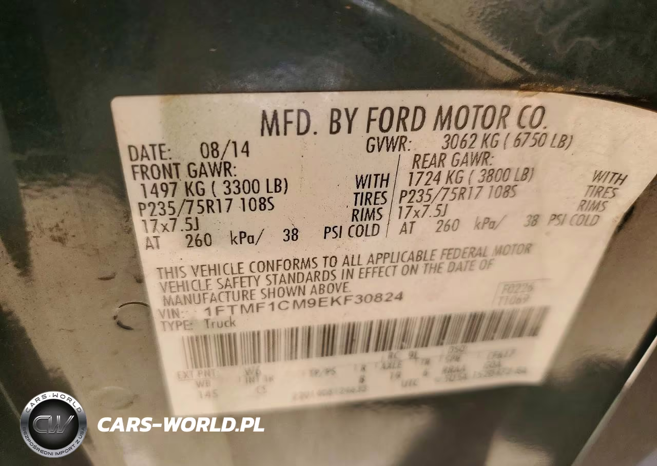 2014 Ford F150 VIN:1FTMF1CM9EKF30824 - 12
