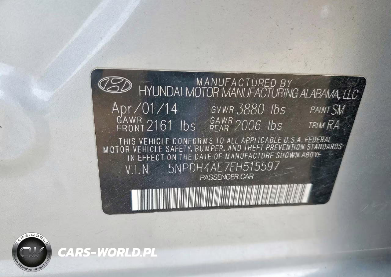 2014 Hyundai Elantra Se VIN:5NPDH4AE7EH515597 - 12