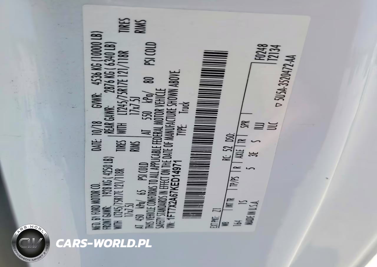 2019 Ford F250 Super Duty VIN:1FT7X2A67KED14971 - 12