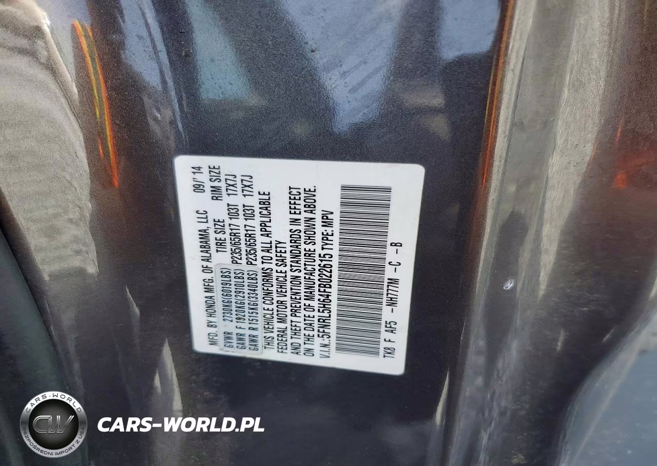 2015 Honda Odyssey Exl VIN:5FNRL5H64FB022615 - 12