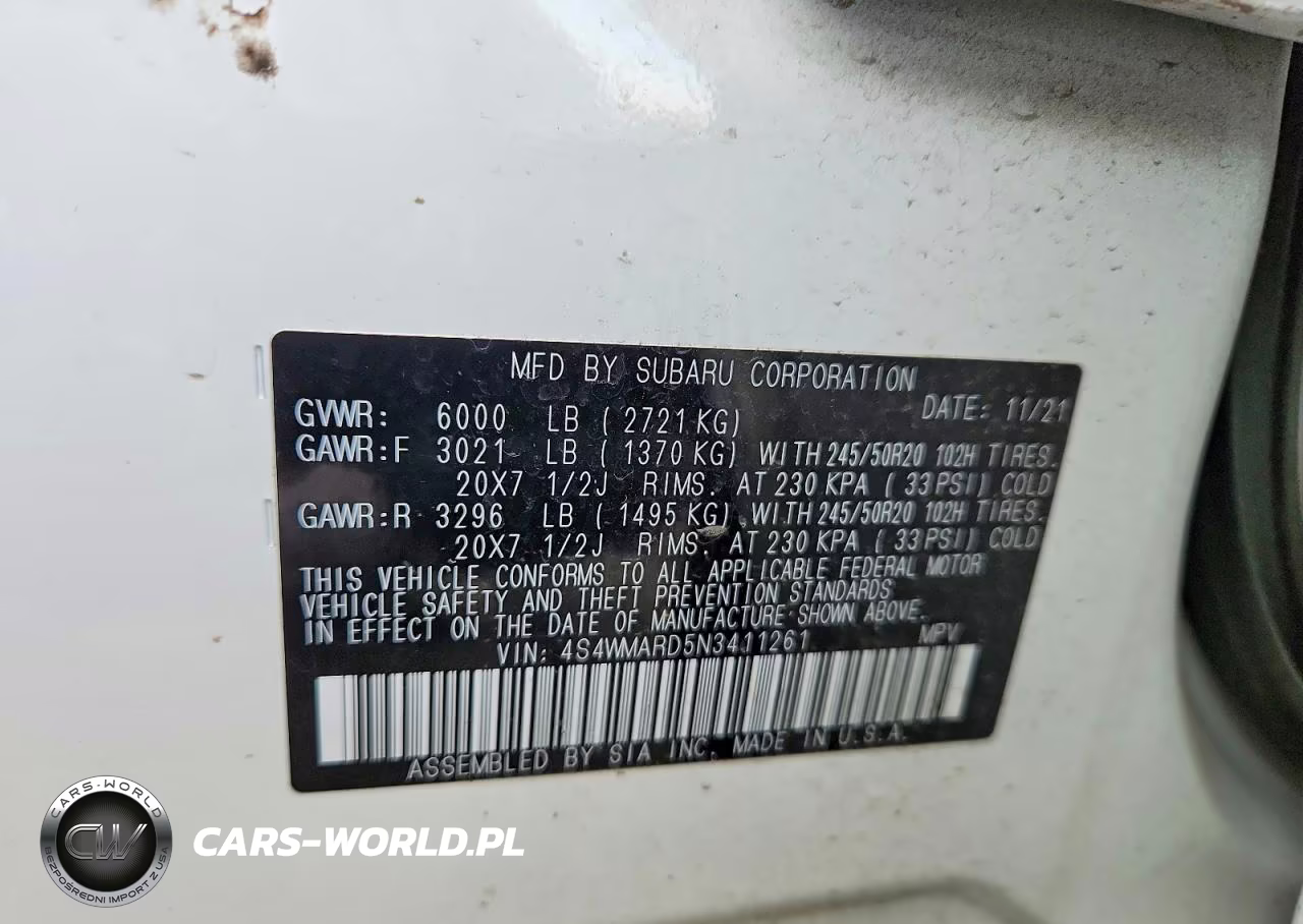 2022 Subaru Ascent Touring VIN:4S4WMARD5N3411261 - 12