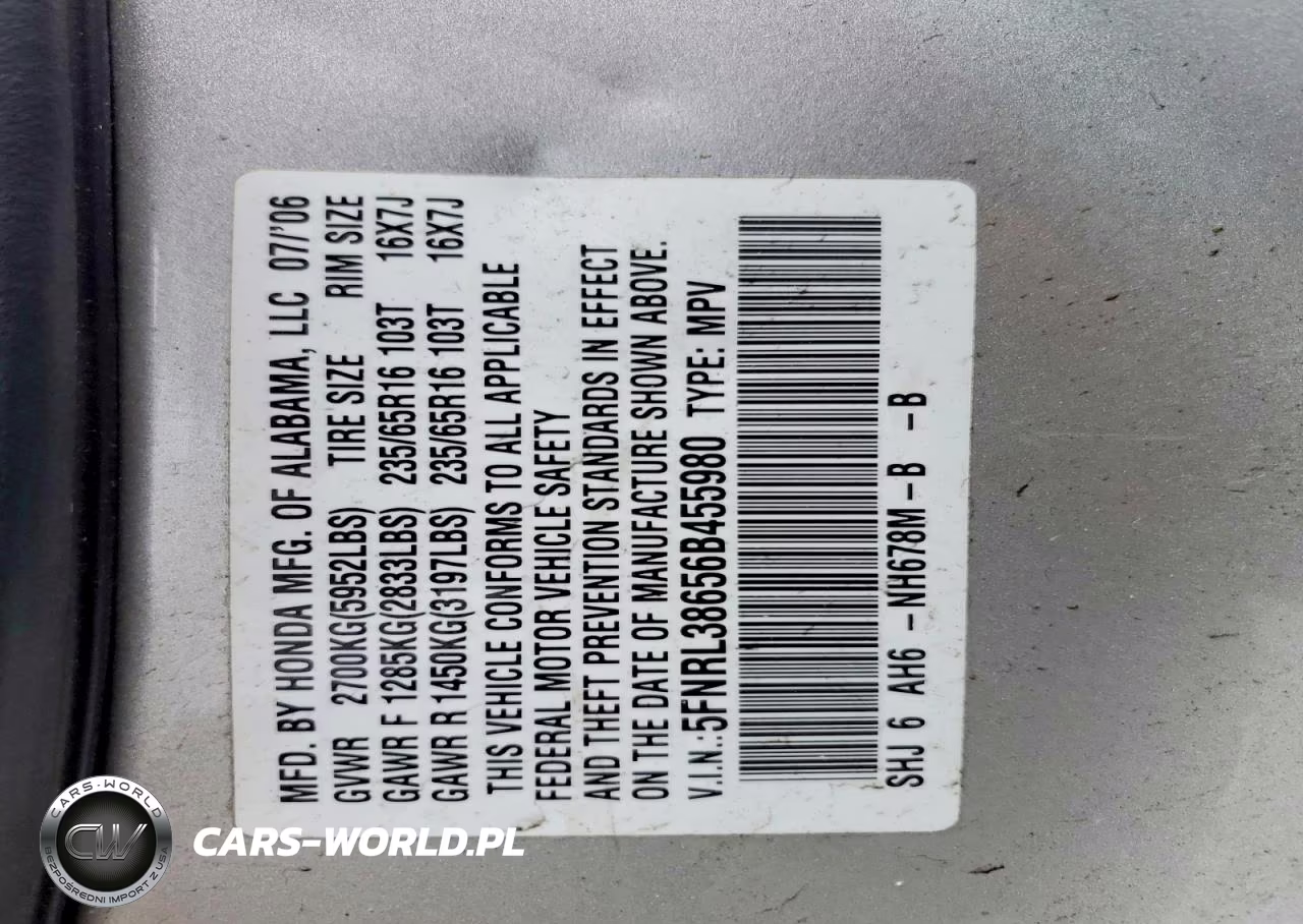 2006 Honda Odyssey Exl VIN:5FNRL38656B455980 - 13