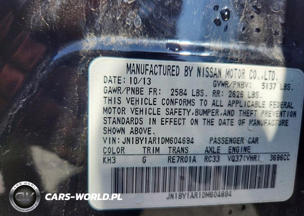 2013 Infiniti M37 X VIN:JN1BY1AR1DM604694 - 13