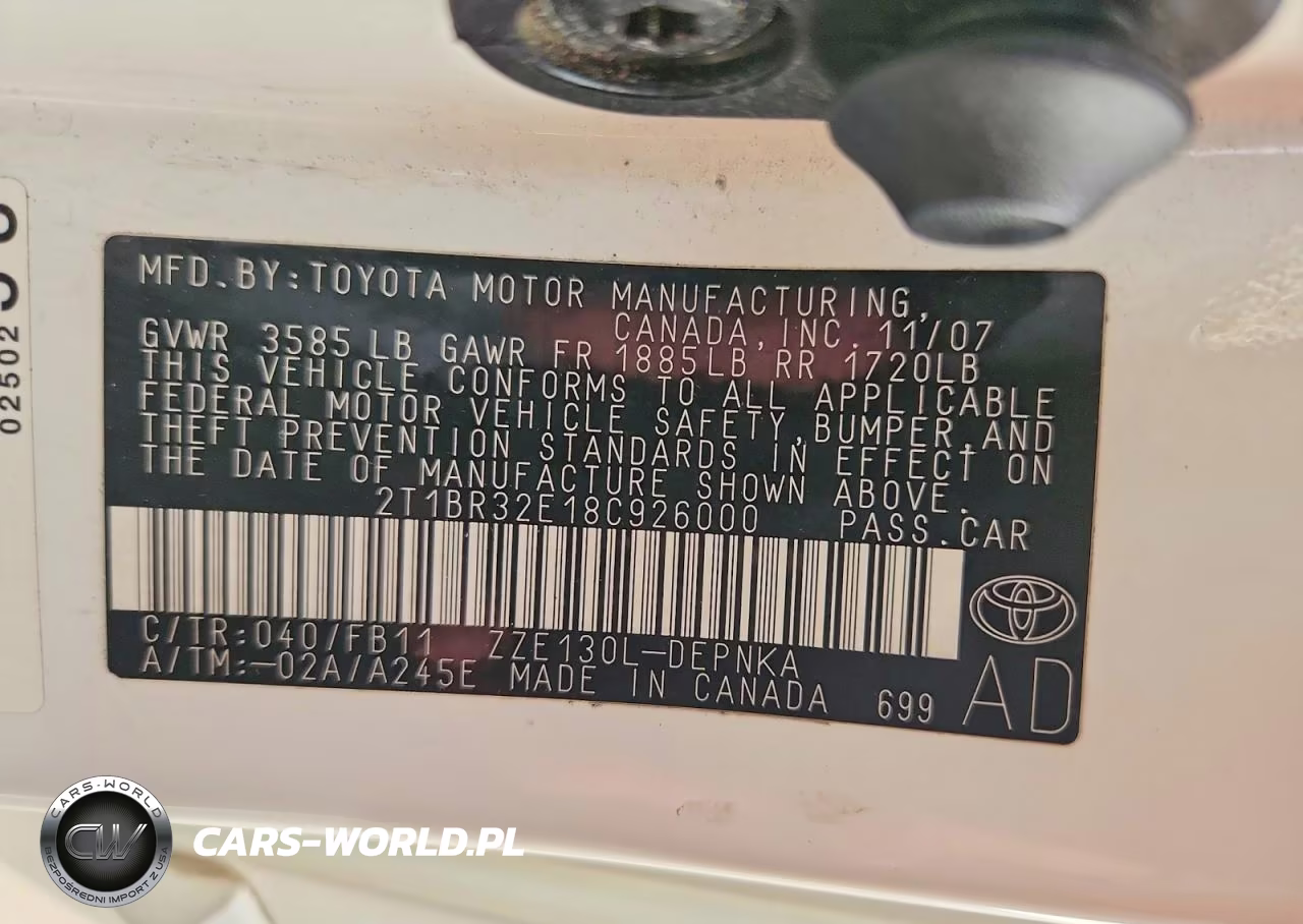 2008 Toyota Corolla Le VIN:2T1BR32E18C926000 - 12