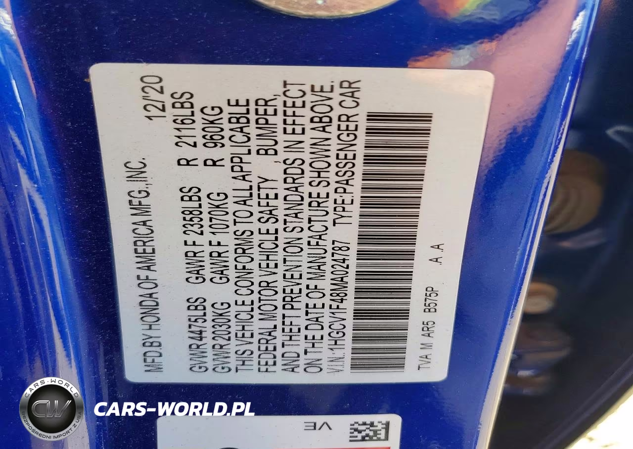 2021 Honda Accord Sport Se VIN:1HGCV1F48MA024787 - 12