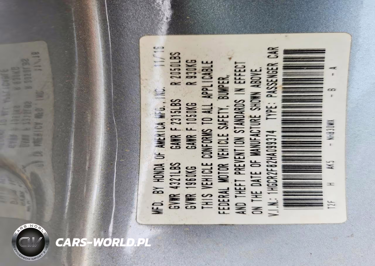 2017 Honda Accord Exl VIN:1HGCR2F82HA099374 - 13