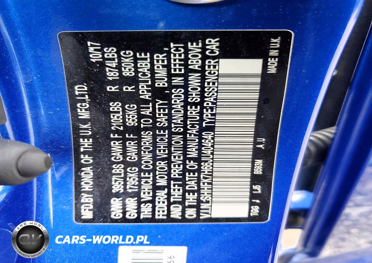 2018 Honda Civic Ex VIN:SHHFK7H66JU404640 - 12