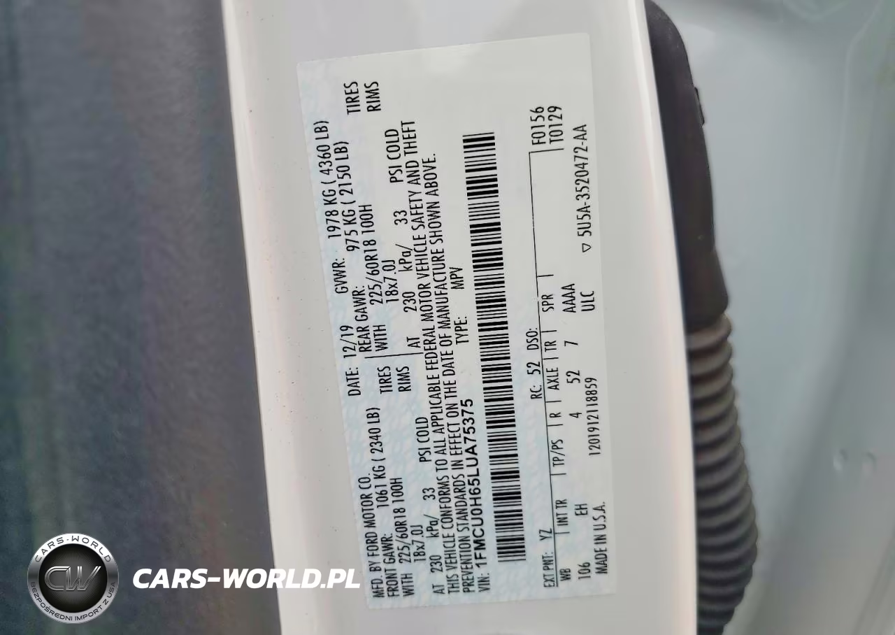 2020 Ford Escape Sel VIN:1FMCU0H65LUA75375 - 13