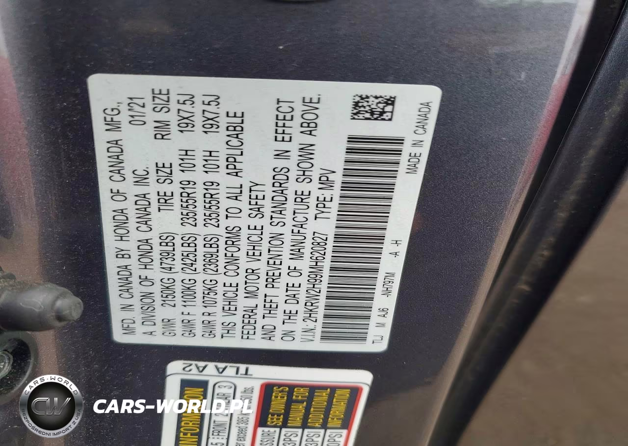 2021 Honda Cr-V Touring VIN:2HKRW2H99MH620827 - 13