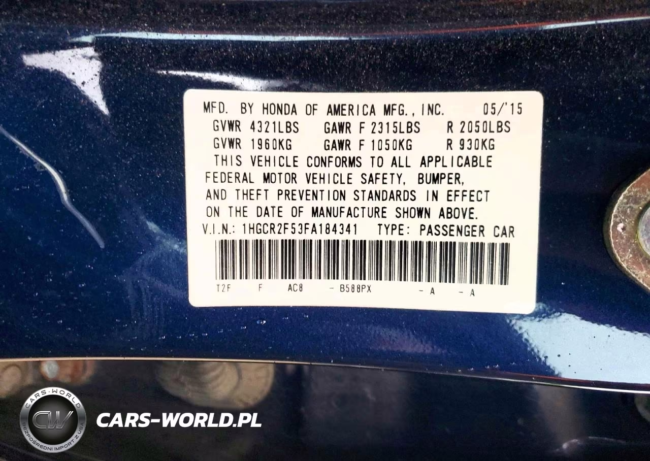 2015 Honda Accord Sport VIN:1HGCR2F53FA184341 - 12