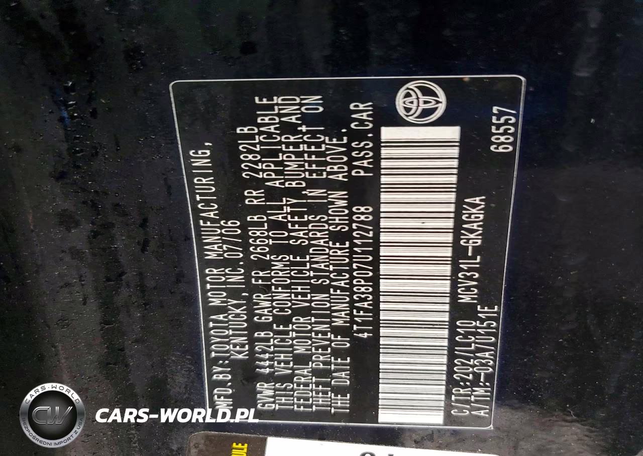 2007 Toyota Camry Solara Sle V6 VIN:4T1FA38P07U112788 - 12