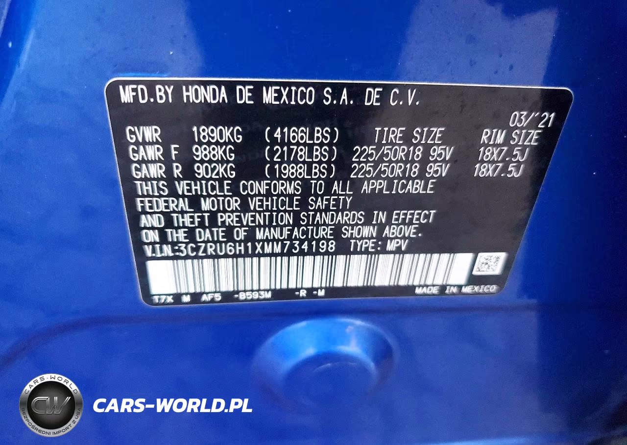 2021 Honda Hr-V Sport VIN:3CZRU6H1XMM734198 - 13