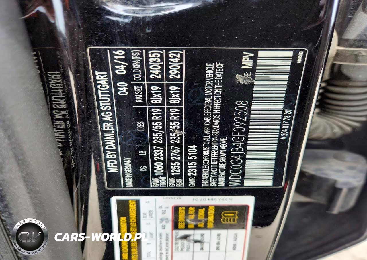 2016 Mercedes-Benz Glc 300 VIN:WDC0G4JB4GF092508 - 12