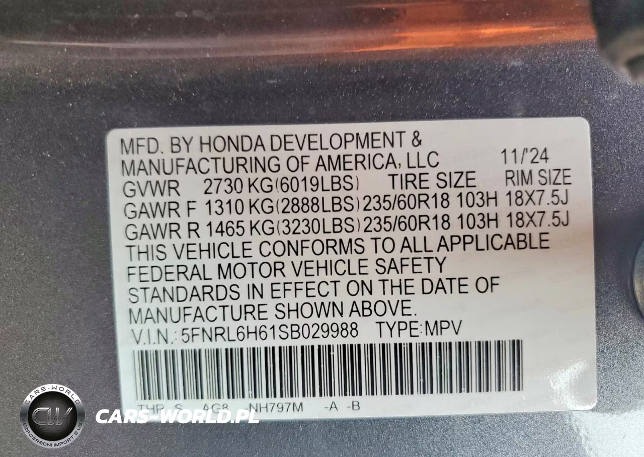 2025 Honda Odyssey Exl VIN:5FNRL6H61SB029988 - 14