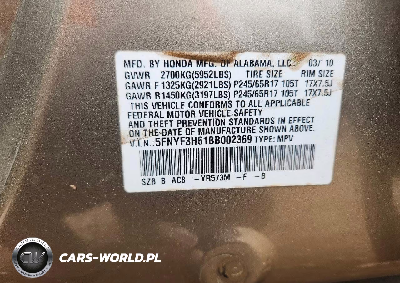 2011 Honda Pilot 4D Exl VIN:5FNYF3H61BB002369 - 13