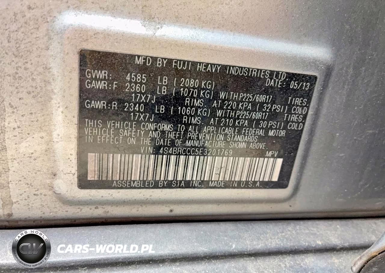 2014 Subaru Outback 2.5I Premium VIN:4S4BRCCC5E3201769 - 10