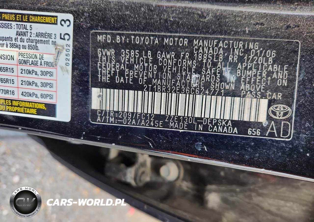 2006 Toyota Corolla S VIN:2T1BR32E36C624771 - 12