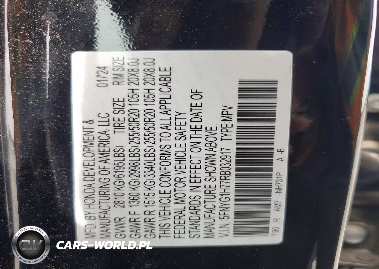2024 Honda Pilot Touring VIN:5FNYG1H77RB032917 - 13
