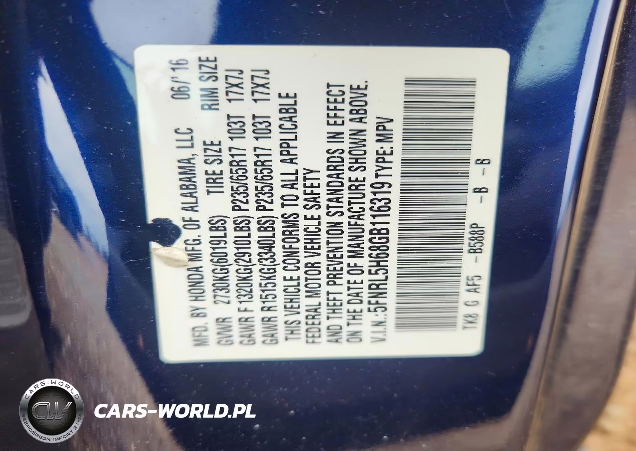 2016 Honda Odyssey Exl VIN:5FNRL5H68GB116319 - 13