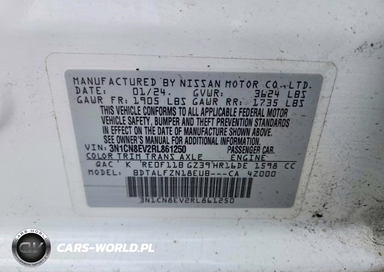 2024 Nissan Versa VIN:3N1CN8EV2RL861250 - 12