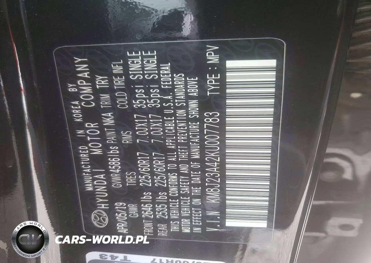 2019 Hyundai Tucson Se VIN:KM8J23A42KU007783 - 13