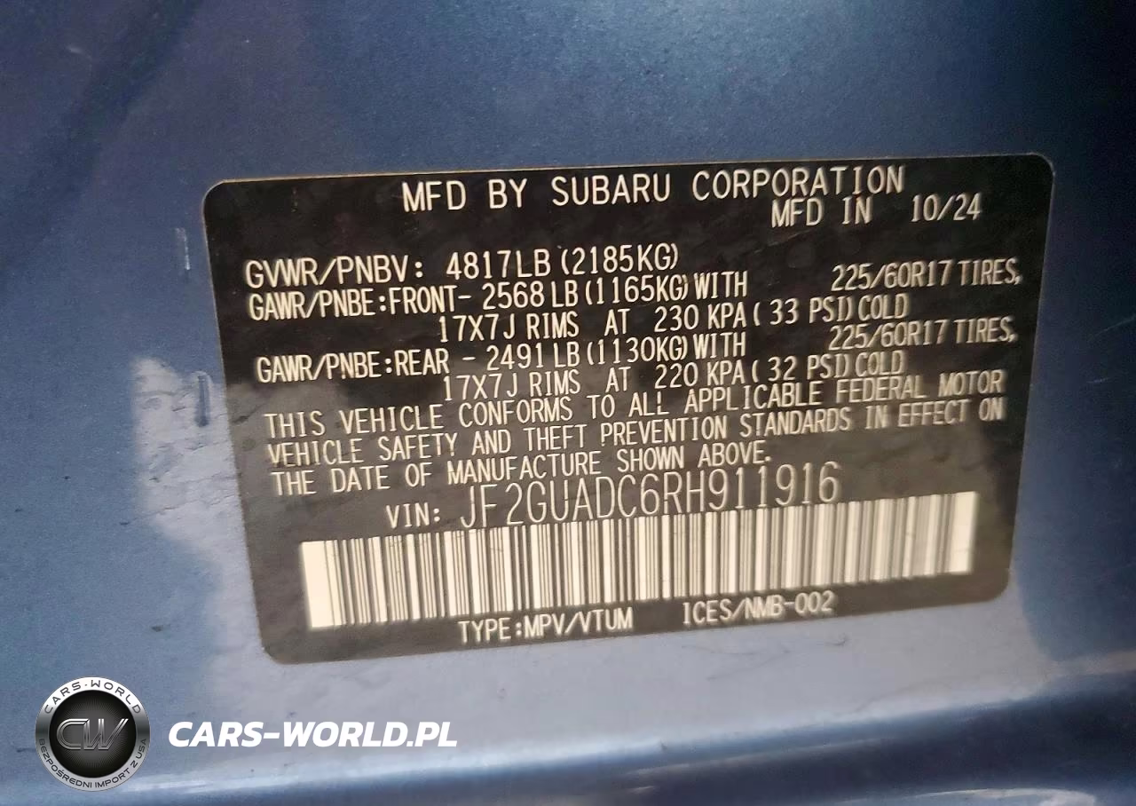 2024 Subaru Crosstrek Premium VIN:JF2GUADC6RH911916 - 13