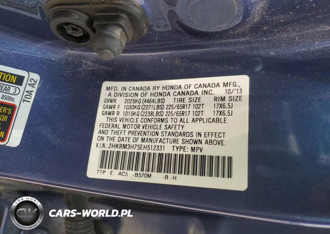 2014 Honda Cr-V Exl VIN:2HKRM3H75EH512331 - 14