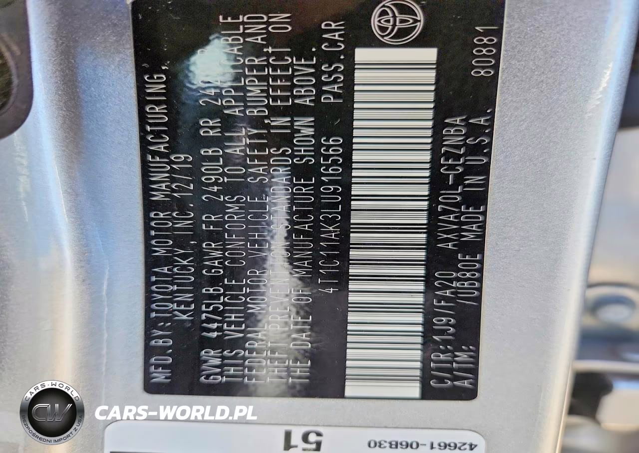 2020 Toyota Camry Le VIN:4T1C11AK3LU916566 - 12